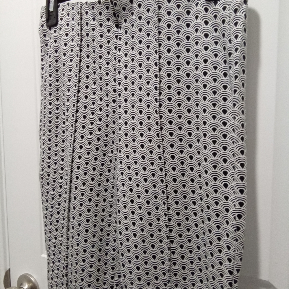 Jules & Leopold Navy Blue & White Geometric Ponte Skinny Leg Pants Size M
